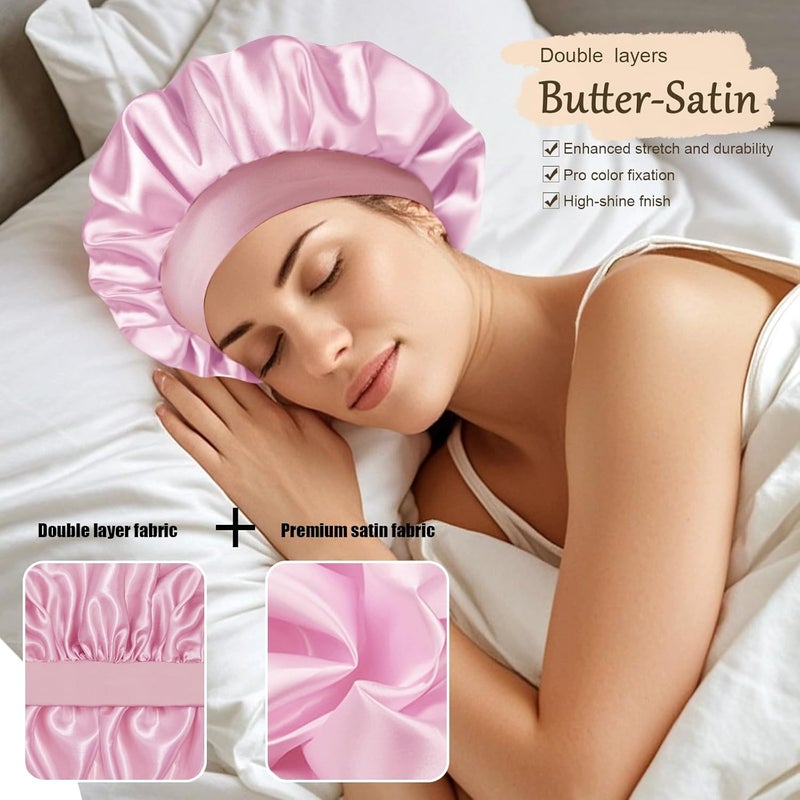 Doitory Store Satin Silk Bonnet for Sleeping, Soft Satin Lined Hair Bonnet for Women, Double Layer Sleep Nightcap - Image 3
